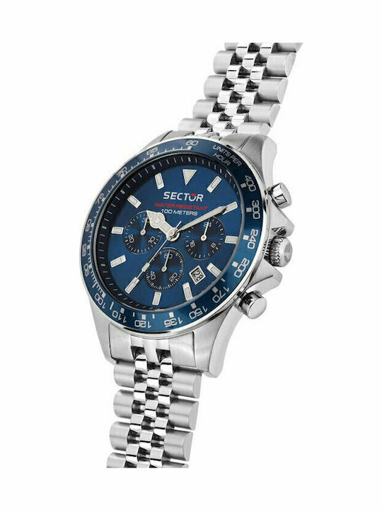 Sector 230 Chronograph Men's Watch 43mm Chronograph Battery with Silver Metal Bracelet