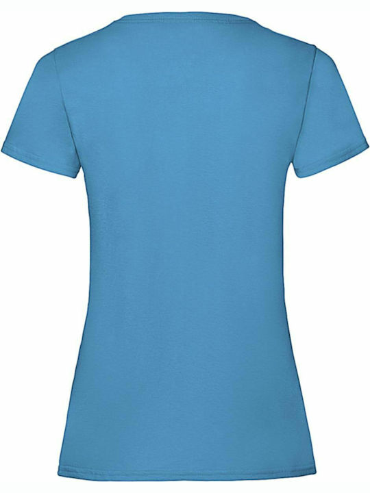 Fruit of the Loom Valueweight T Γυναικείο Διαφημιστικό T-shirt Κοντομάνικο Azure Blue