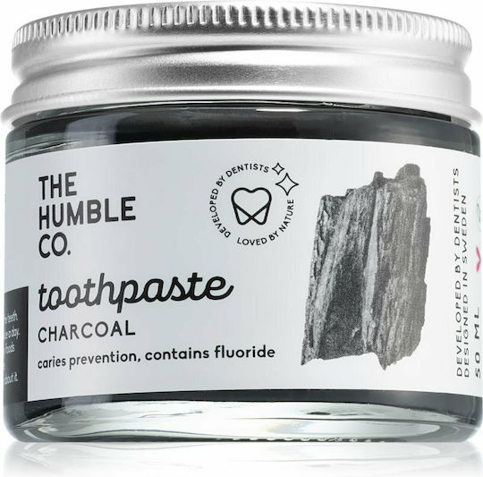 The Humble Co. in Glass Jar Toothpaste with Active Charcoal 50ml