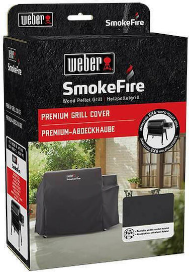 Weber Premium Grill Cover Black Compatible with the Pellet SmokeFire EX6 from Polyester with UV Protection 119.38cmx78.74cmx142.24cmcm