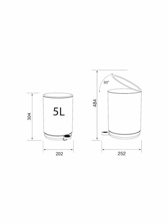 Sealskin -300 Μεταλλικό Καλαθάκι Μπάνιου 5lt Λευκό