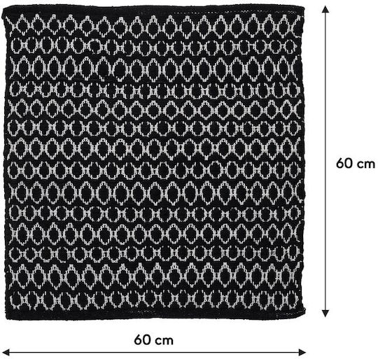 Sealskin Badematte Synthetisch,Polyester/Cotton/Leather Platz Boho 800102 Schwarz 60x60cm