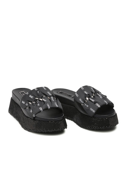 Frida Women's Leather Platform Wedge Sandals Black