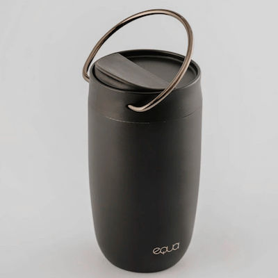 Equa Steel Cup Glass Thermos Stainless Steel Black 300ml with Loop