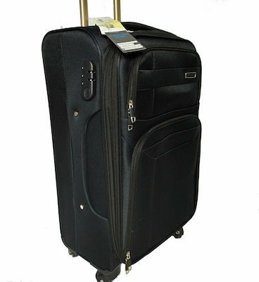 RCM 171209-24 Medium Travel Suitcase Fabric Black with 4 Wheels Height 67cm.