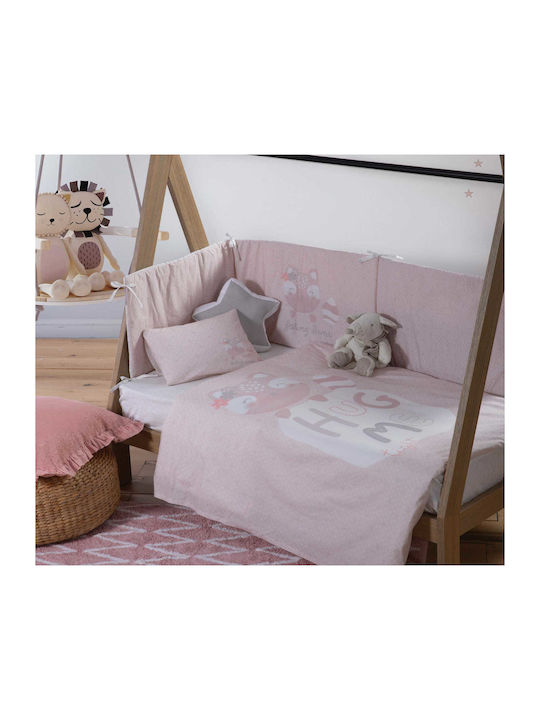 Nef-Nef Homeware Lovely Fox Βρεφικό Κουβερλί Διπλής Όψης Βαμβακερό Ροζ 110x140cm