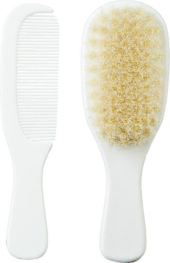 Mininor Baby Brush & Comb White 2 Pieces