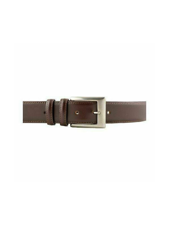 KOUROS-Leather Belt Classic Pompe with Gazi-3,5cm-KAFE