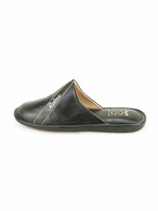 Zak Shoes-Men's leather slippers Relax-SO143BL-Black