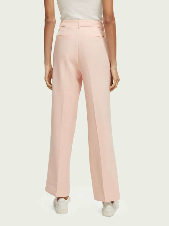 Scotch & Soda Tailored Wide Leg Trousers 16478 Γυναικεία Ψηλόμεση Υφασμάτινη Παντελόνα σε Ροζ Χρώμα