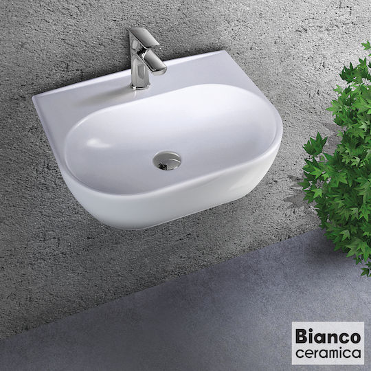 Bianco Ceramica Studio Επιτοίχιος Κρεμαστός Νιπτήρας Πορσελάνης 45x32x14cm Λευκός Bianco Ceramica Studio Επιτοίχιος Κρεμαστός Νιπτήρας Πορσελάνης 45x32x14cm Λευκός
