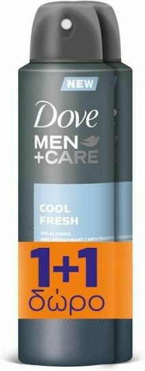 Dove Men+Care Cool Fresh 0% Alcohol Spray 2 x 150ml Deodorant 48h In Spray 2x150ml