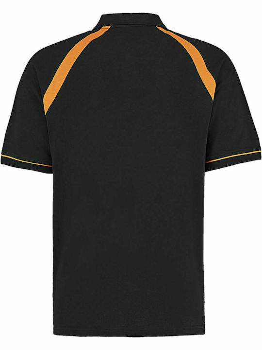 Kustom Kit Oak Hill KK615 Men's Short Sleeve Promotional Blouse Black / Orange