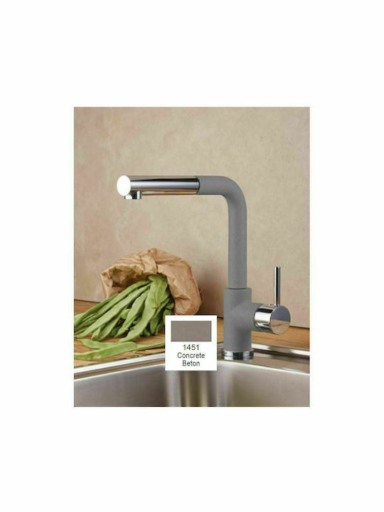 Armando Vicario Fluo Tall Kitchen Faucet Counter with Shower Concrete Beton