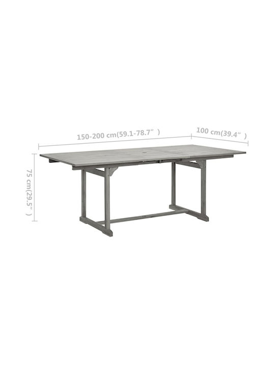 Tisch Ausziehbar Gray 150x100x75cm