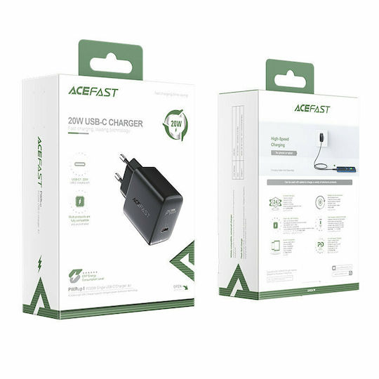 Acefast Φορτιστής Χωρίς Καλώδιο GaN με Θύρα USB-C 20W Power Delivery Μαύρος (Acefast A1)