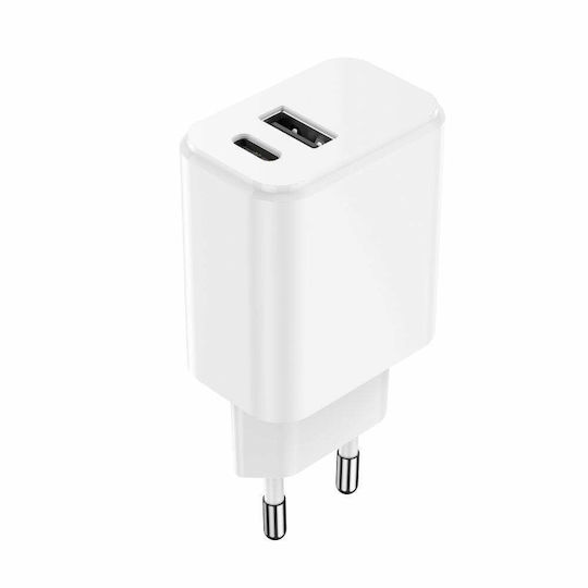 Setty Wireless Charger with USB-A and USB-C Output Ports 20W Power Delivery / Quick Charge 3.0 White