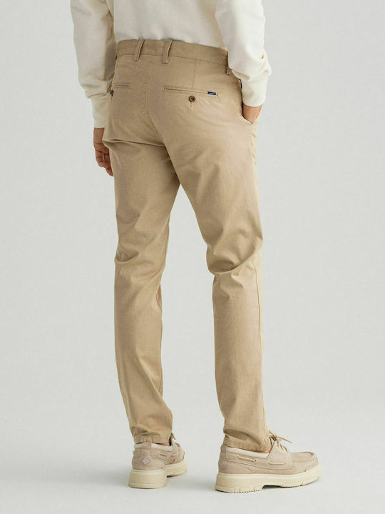 Gant Ανδρικό Παντελόνι Chino Ελαστικό σε Slim Εφαρμογή Μπεζ