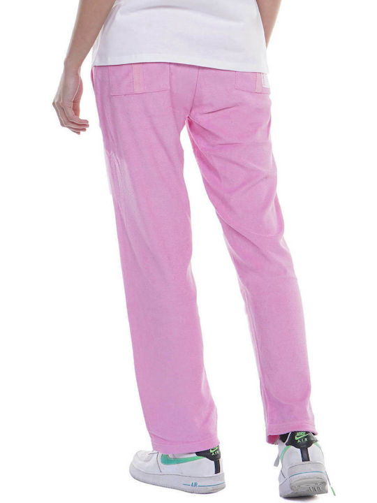 Body Action Ψηλόμεσο Παντελόνι Γυναικείας Φόρμας Ροζ