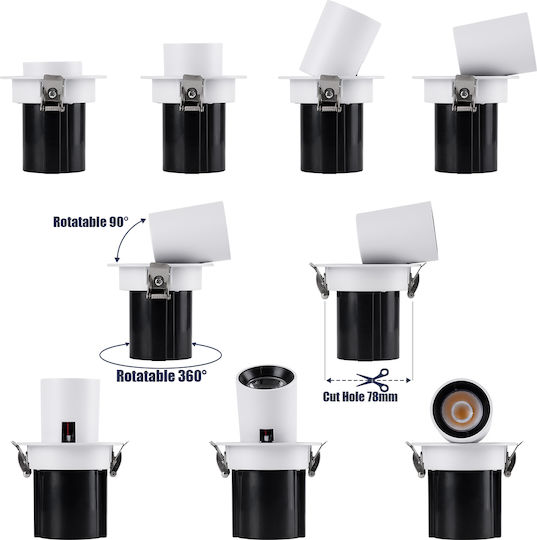 GloboStar Virgo-S Μονό LED Θερμό Λευκό Σποτ σε Λευκό Χρώμα