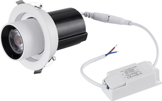 GloboStar Virgo-S Μονό LED Θερμό Λευκό Σποτ σε Λευκό Χρώμα