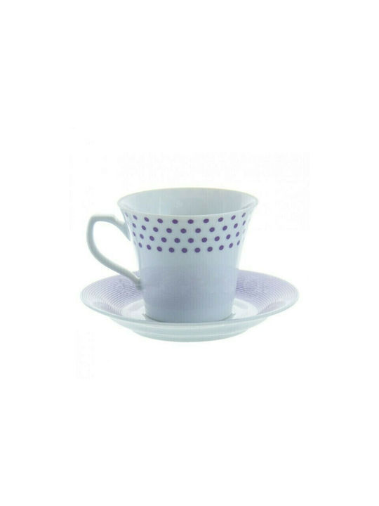 Cryspo Trio Set Tassen Tee aus Porzellan Lila 250ml 6Stück