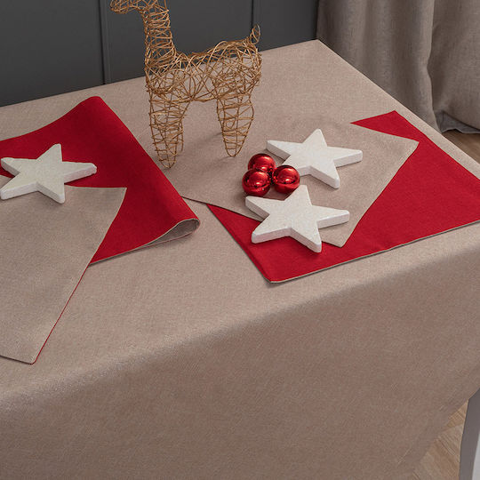 Palamaiki CD01 Christmas Tablecloth Fabric Beige L180xW140cm.