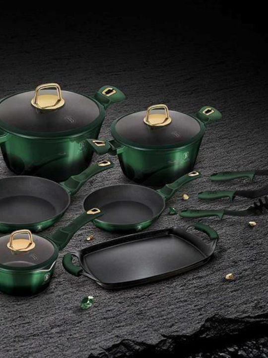 Berlinger Haus Emerald Collection Set de vase de gătit din aluminiu Emerald Collection cu strat de piatră 12buc