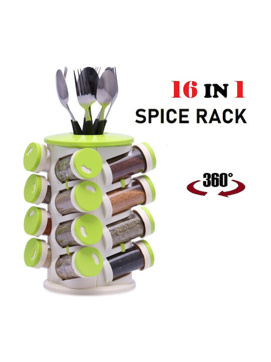 Plastic Tabletop Rotating Spice Rack Trueware Spice Rack Green 16pcs