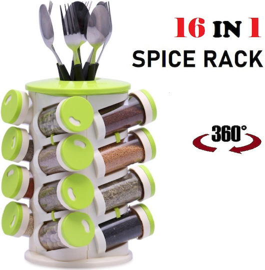 Plastic Tabletop Rotating Spice Rack Trueware Spice Rack Green 16pcs