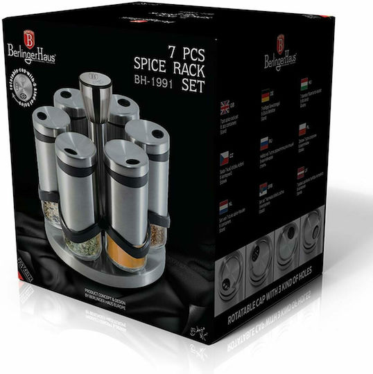 Berlinger Haus Inox Tabletop Rotating Spice Rack Silver 7pcs