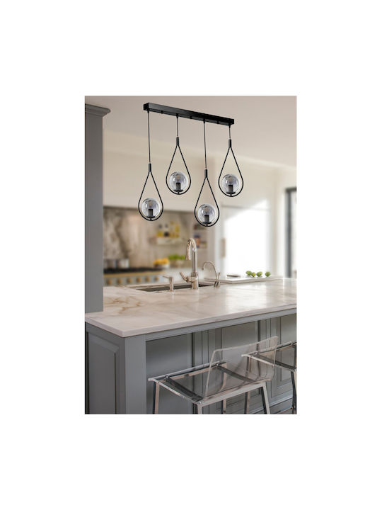 Damla Pendant Chandelier for 4 Bulbs E27 Black