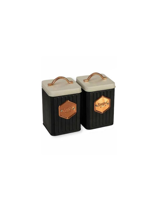 Viosarp ΝΟ327791 Metallic Sugar / Coffee Box with Lid Black 3pcs