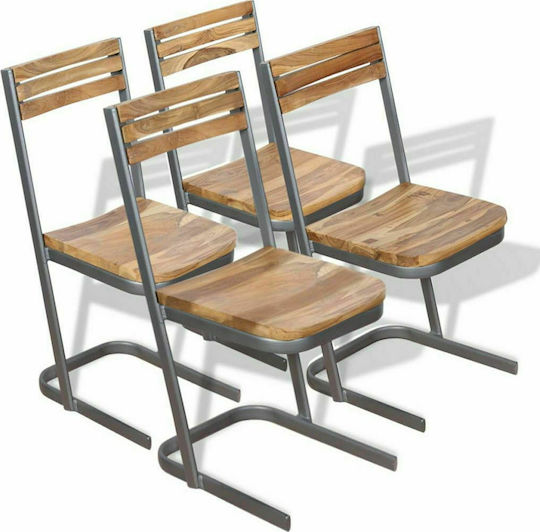 vidaXL Outdoor Chair Brown Gray 4 Pieces 33x39x75cm vidaXL Outdoor Chair Brown Gray 4 Pieces 33x39x75cm