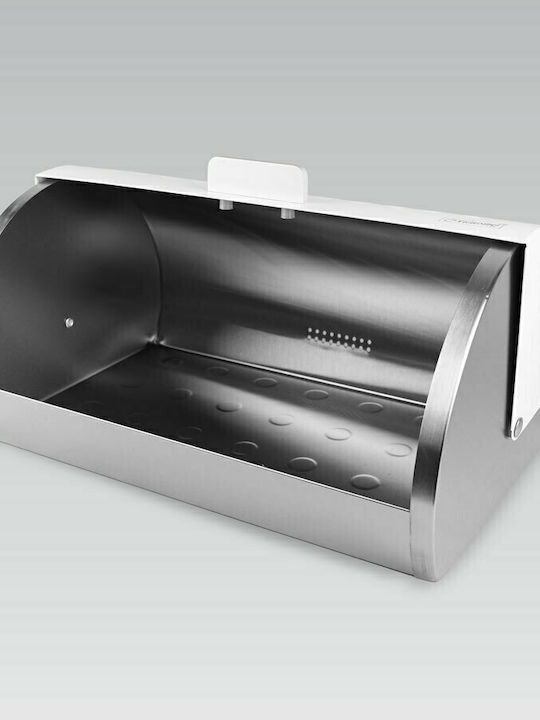 Maestro Bread Box with Lid Metallic White