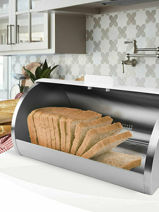Maestro Bread Box with Lid Metallic White