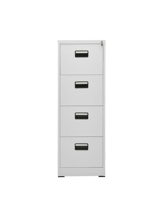 Чекмеджета Офис Метална с заключващ механизъм и 4 чекмеджета Light Grey 46x62x133см