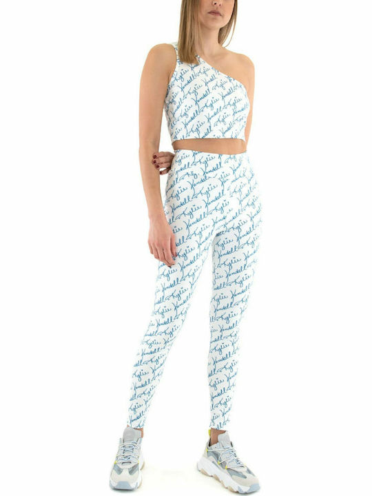 Γυναικείο Καλοκαιρινό Crop Top Off-Shoulder με έναν Ώμο White/Petrol