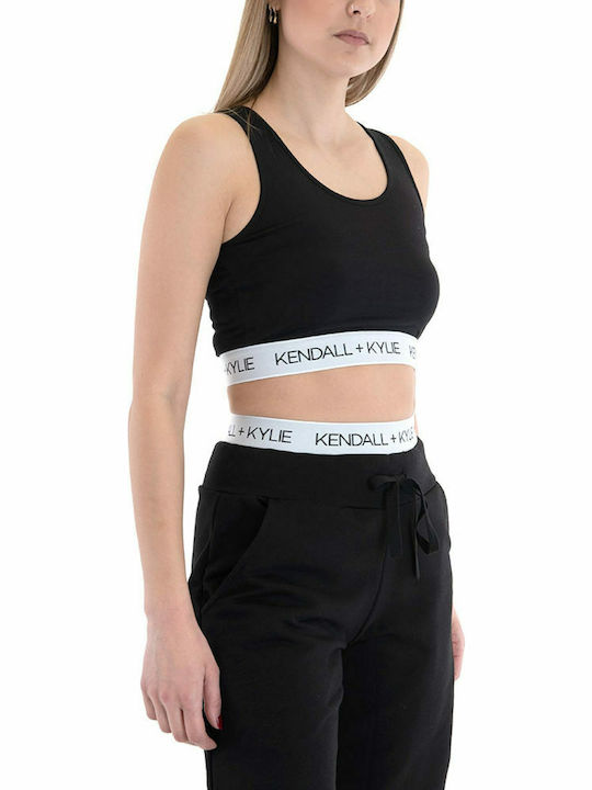 Women's Athletic Crop Top Sleeveless Black