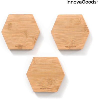 InnovaGoods Magnetic Bamboo Knives Stand Wall Mounted 3pcs