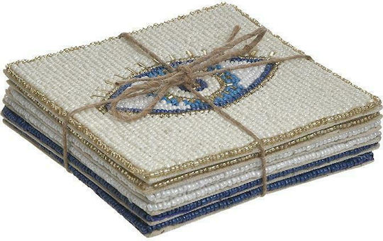 Inart Σουβέρ Γυάλινο Λευκό 10x10cm 6τμχ