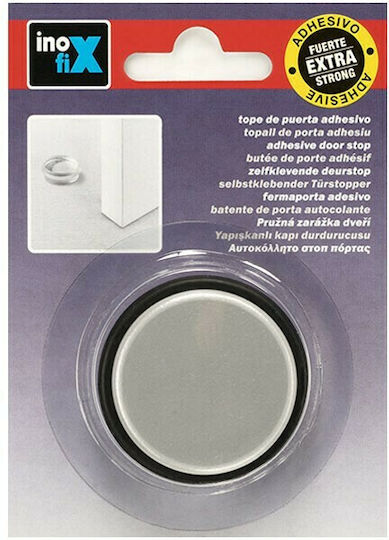 Door Stopper Adhesive Plastic Silver 1pcs