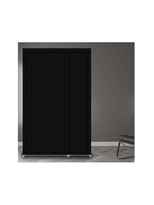 Herzberg Fabric Wardrobe with Zipper and Shelves in Gray Color 110x45x175cm