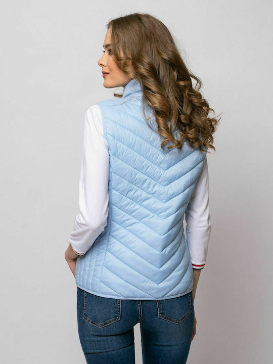 Heavy Tools Women's Short Puffer Jacket for Winter Light Blue