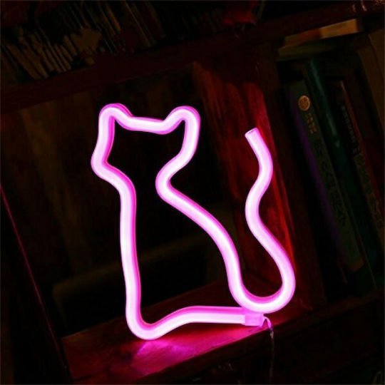 Led Kids Decorative Lamp Kitten Pink 16.5x23.5cm