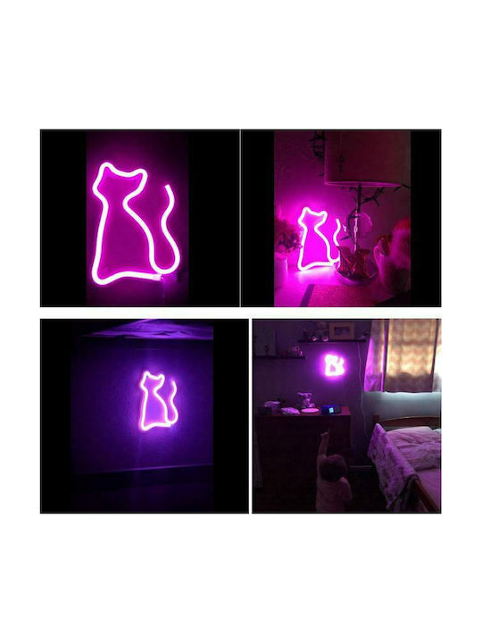Led Kids Decorative Lamp Kitten Pink 16.5x23.5cm