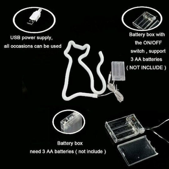 Led Kids Decorative Lamp Kitten Pink 16.5x23.5cm