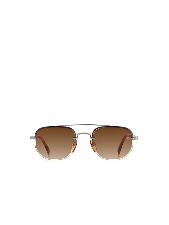 David Beckham Men's Sunglasses with Silver Metal Frame and Brown Gradient Lens DB 1078/S 31Z/HA