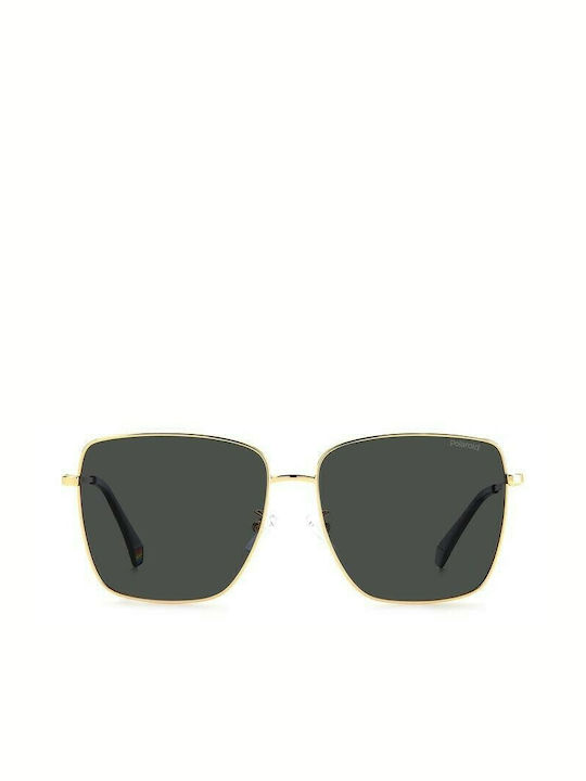 Polaroid Women's Sunglasses with Gold Metal Frame and Black Polarized Lens PLD6164/G/S RHL/M9