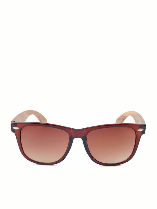 Martinez Capri Sunglasses with Brown Wooden Frame and Brown Gradient Lens